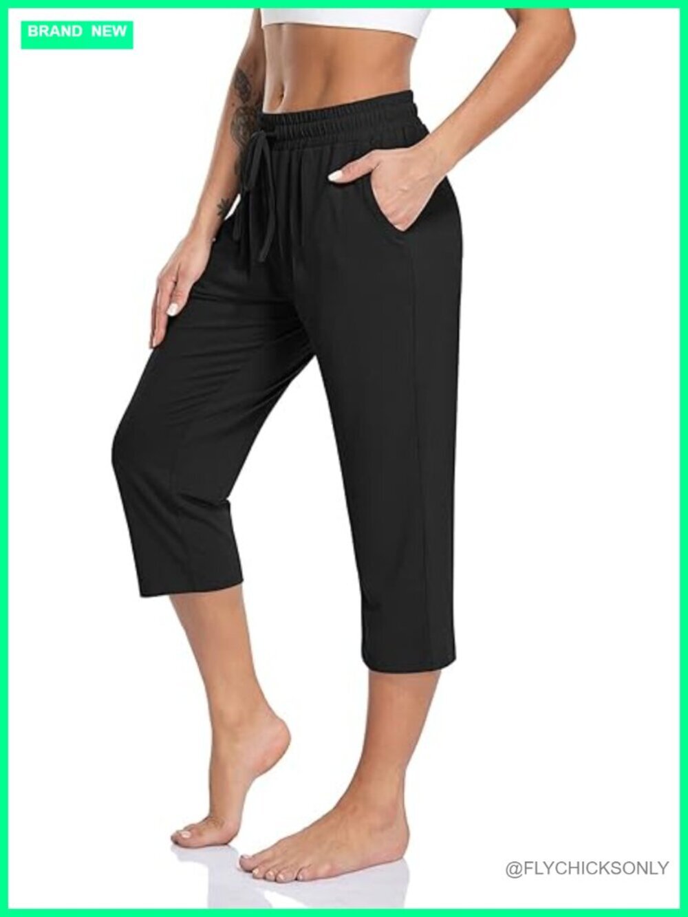 Women's Capri Yoga Pants Loose Soft Drawstring Sweatpants with Pockets